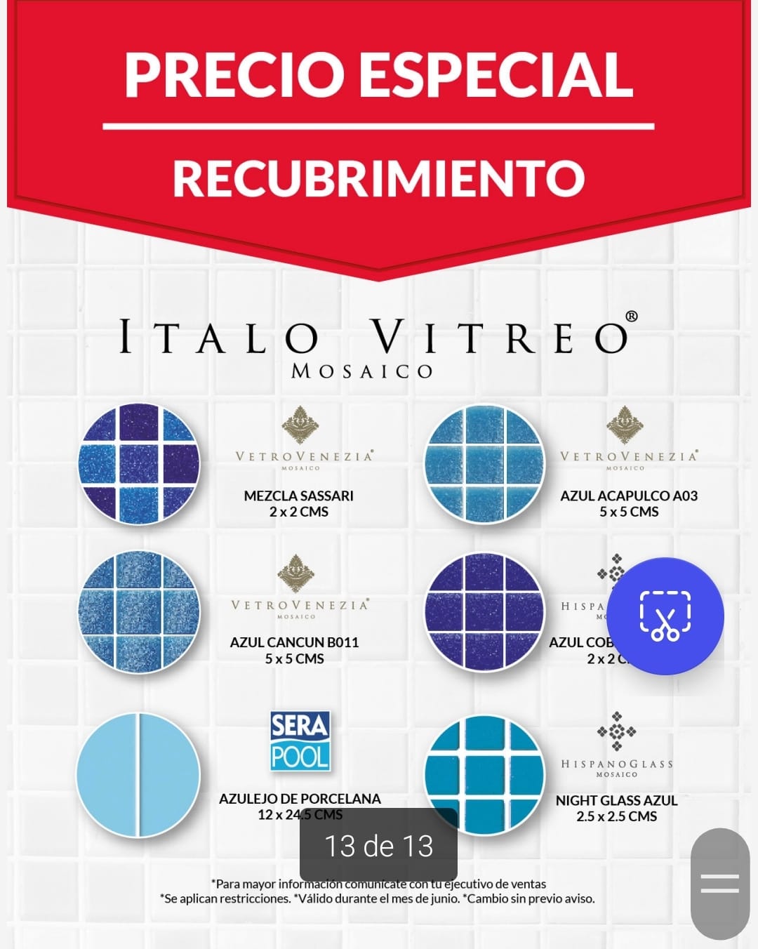 Recubrimientos para albercas con azulejos venecianos