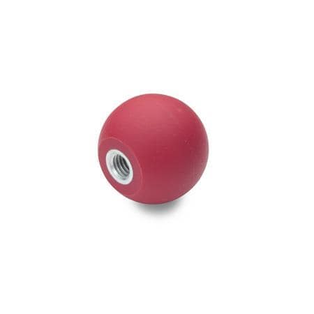 Perillas de bola Plástico, rojo, tipo agujero roscado o inserto roscado.
