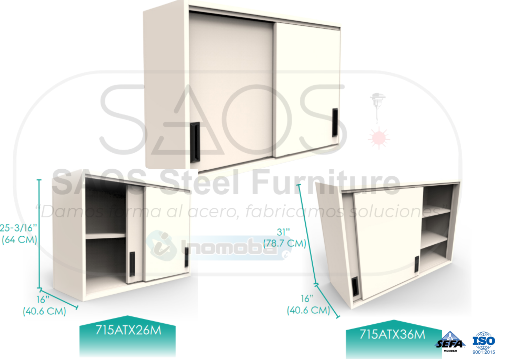 Estantes de laboratorio Vitrina de Colgar Puertas Sólidas Corredizas 715AT - Alpha Tech