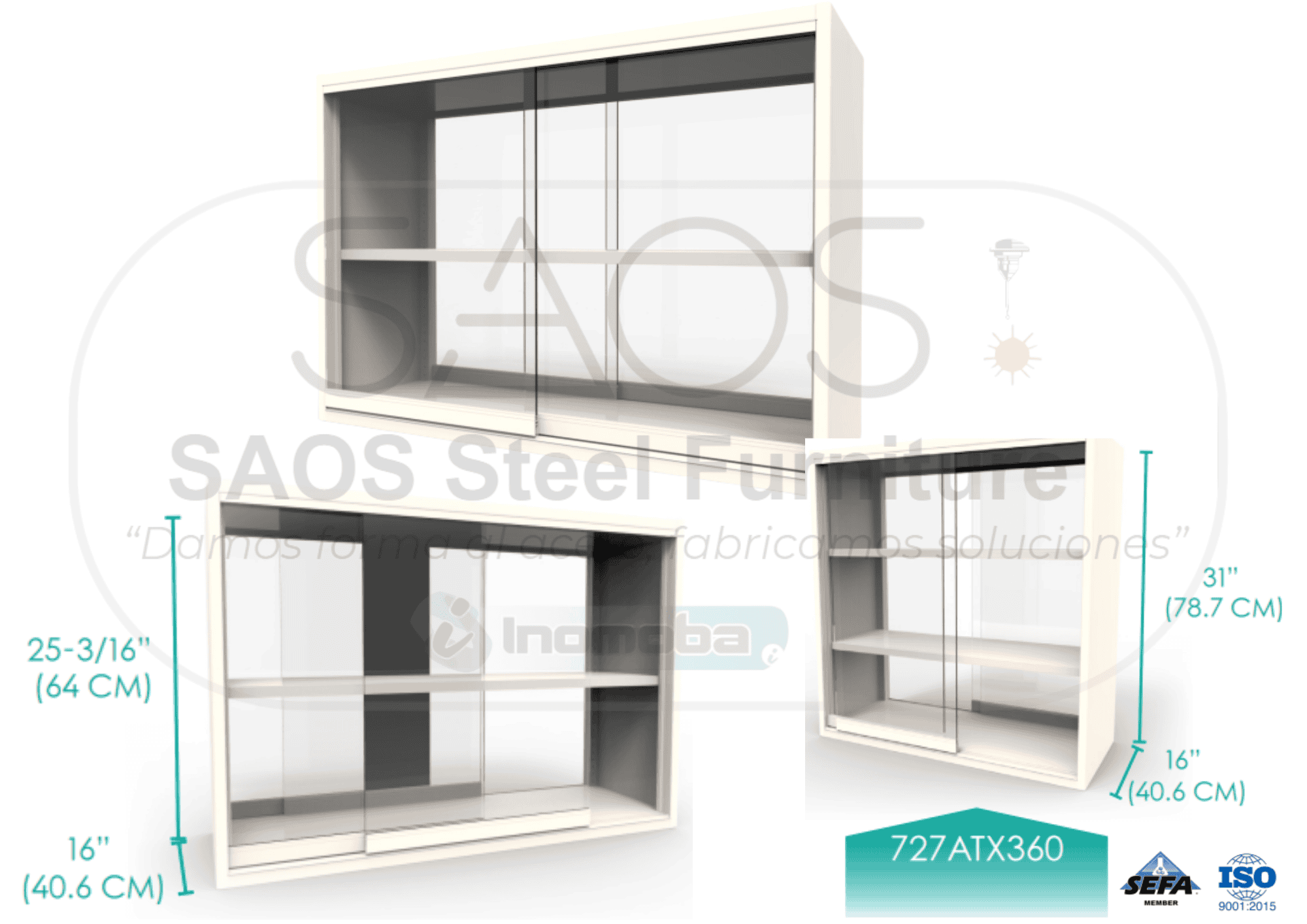 Estantes de laboratorio Vitrina de Repisas Puertas de Cristal Corredizas 727AT Alpha Tech