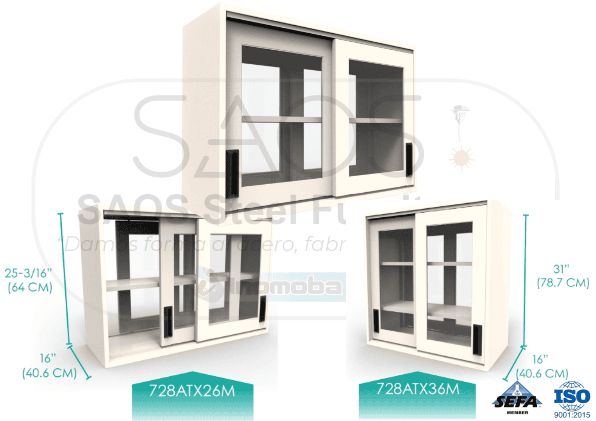Estantes de laboratorio Vitrina de Repisa Puertas Cristal Enmarcado Corredizas 728AT Alpha Tech