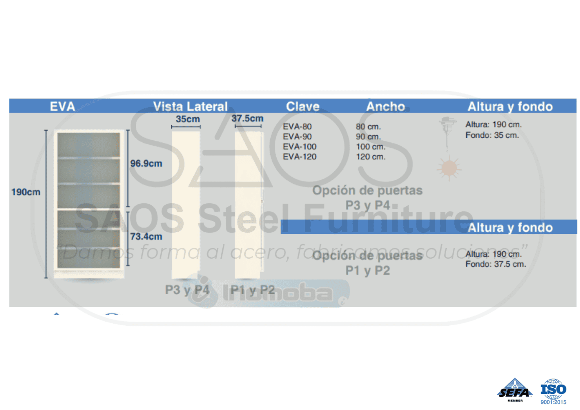Vitrina Alto EVA Alpha Classic Medidas