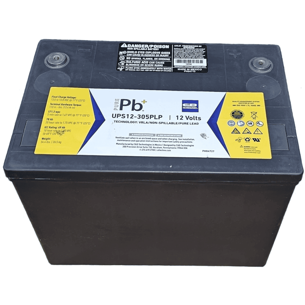 Bateria sellada libre de mantenimiento C&D Technologies High Rate Max UPS12-305PLP con capacidad de 12V 34AH