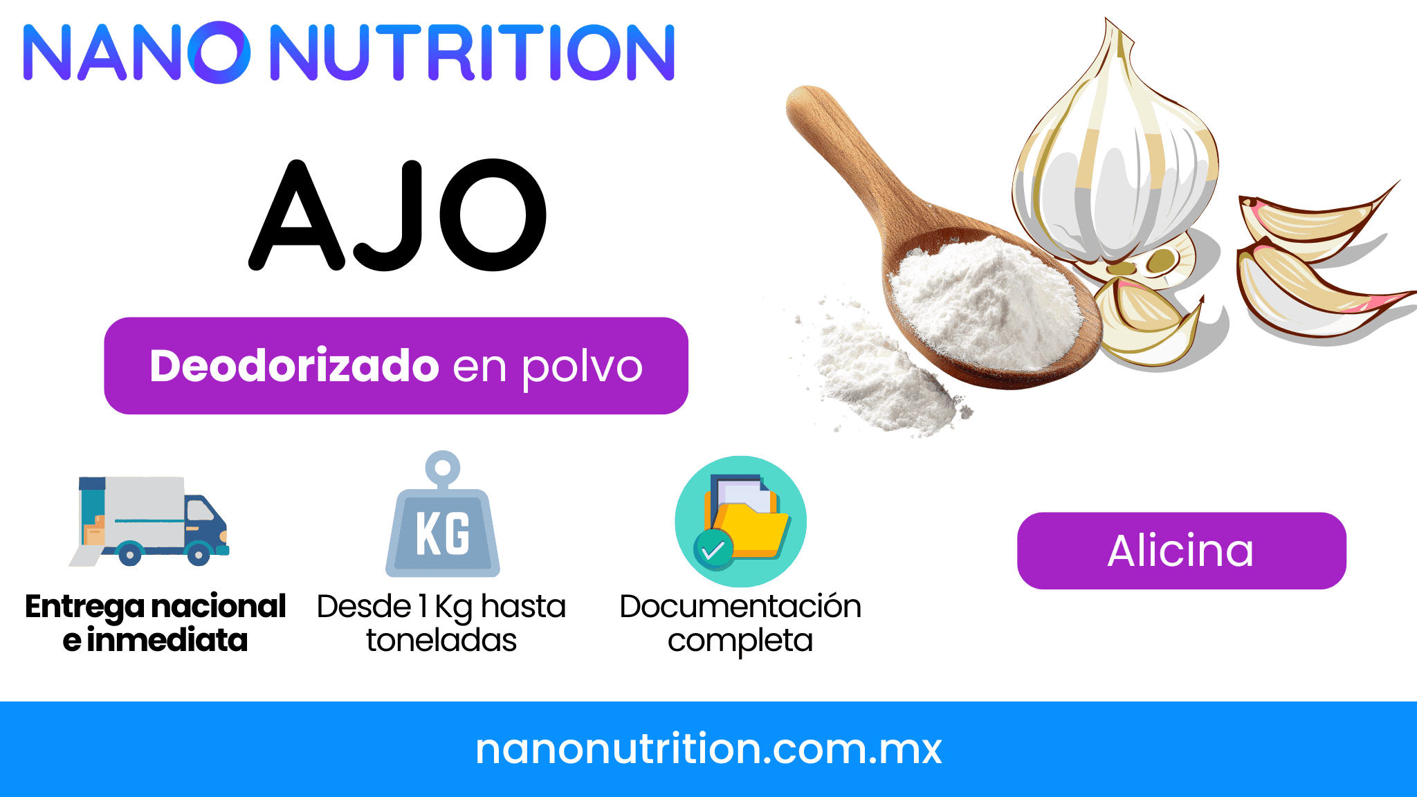 Ajo deodorizado en polvo