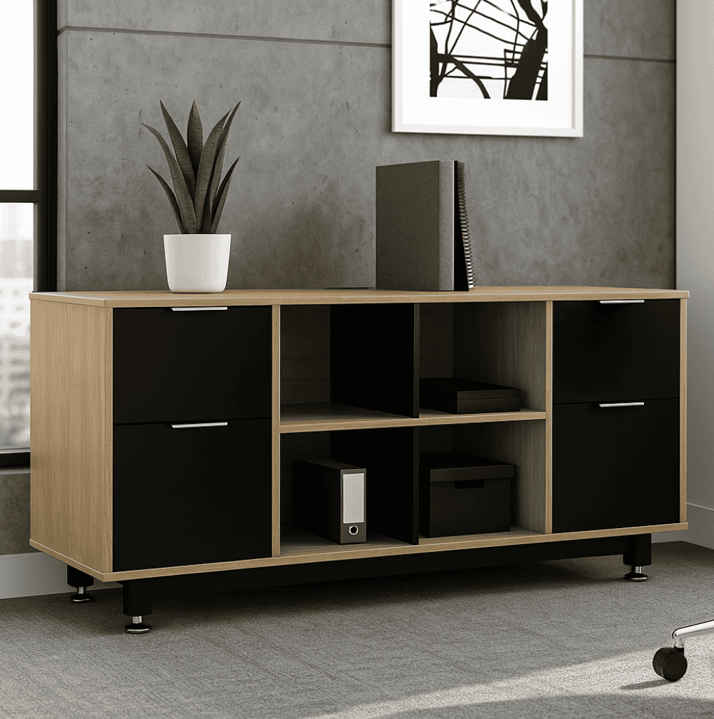 Credenzas Baja con Doble Papelera y Archivo 150 x 67.5 cm