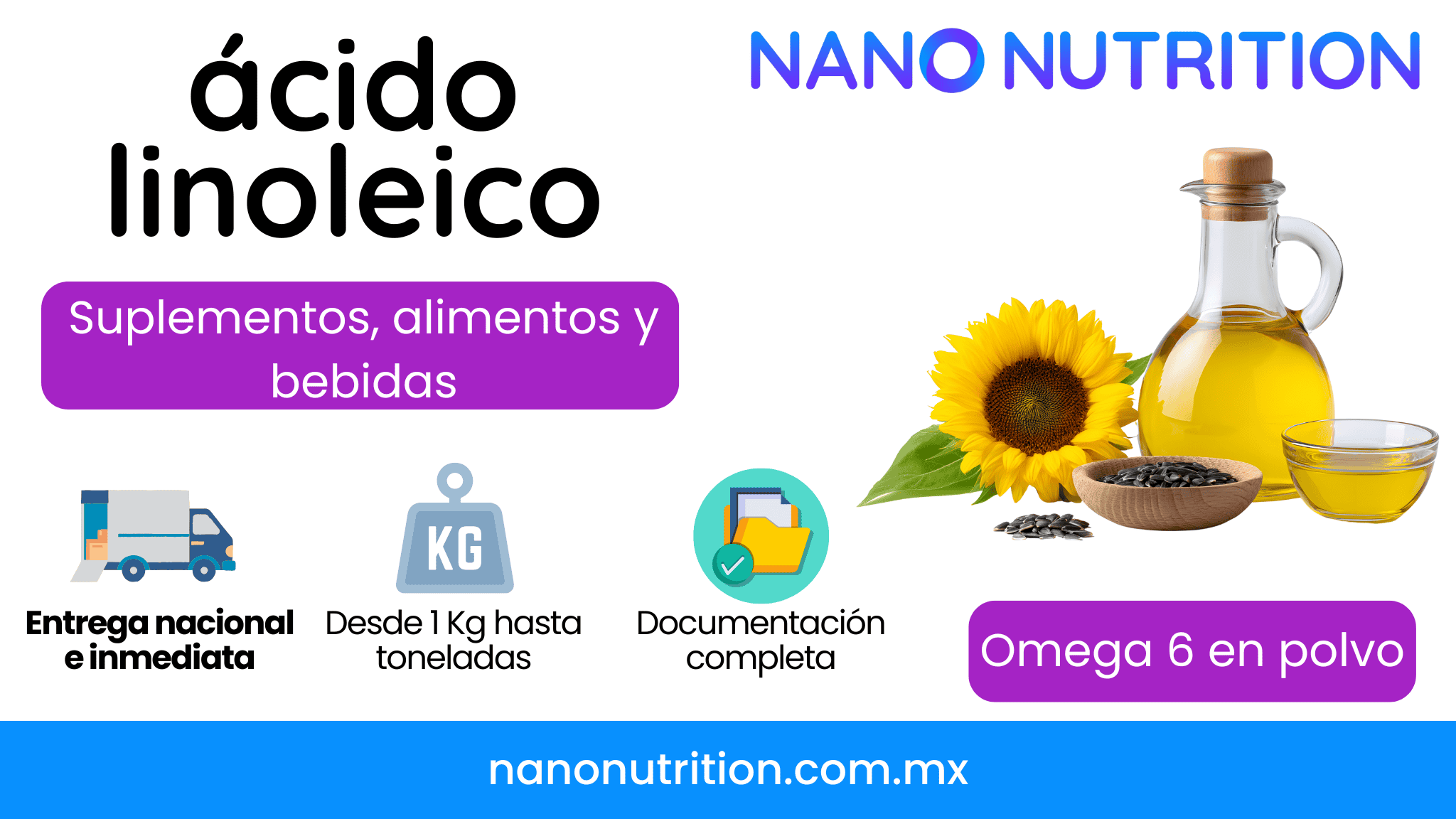 Acido linoleico en polvo con omega 6 vegetal para suplementos