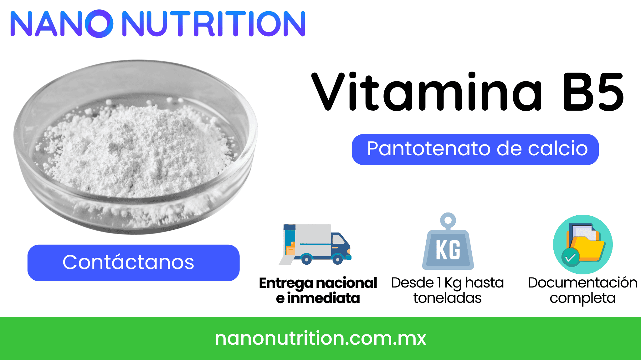 Acido pantotenico en polvo con vitamina B5 para suplementos