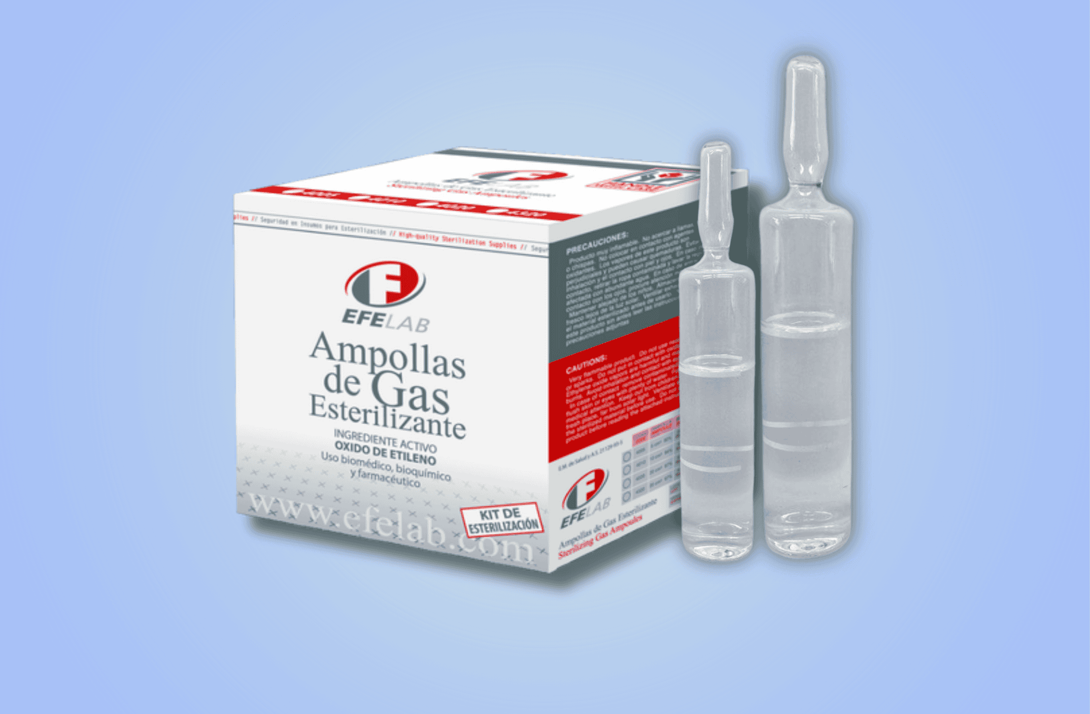 Ampolletas con gas esterilizante para esterilizar