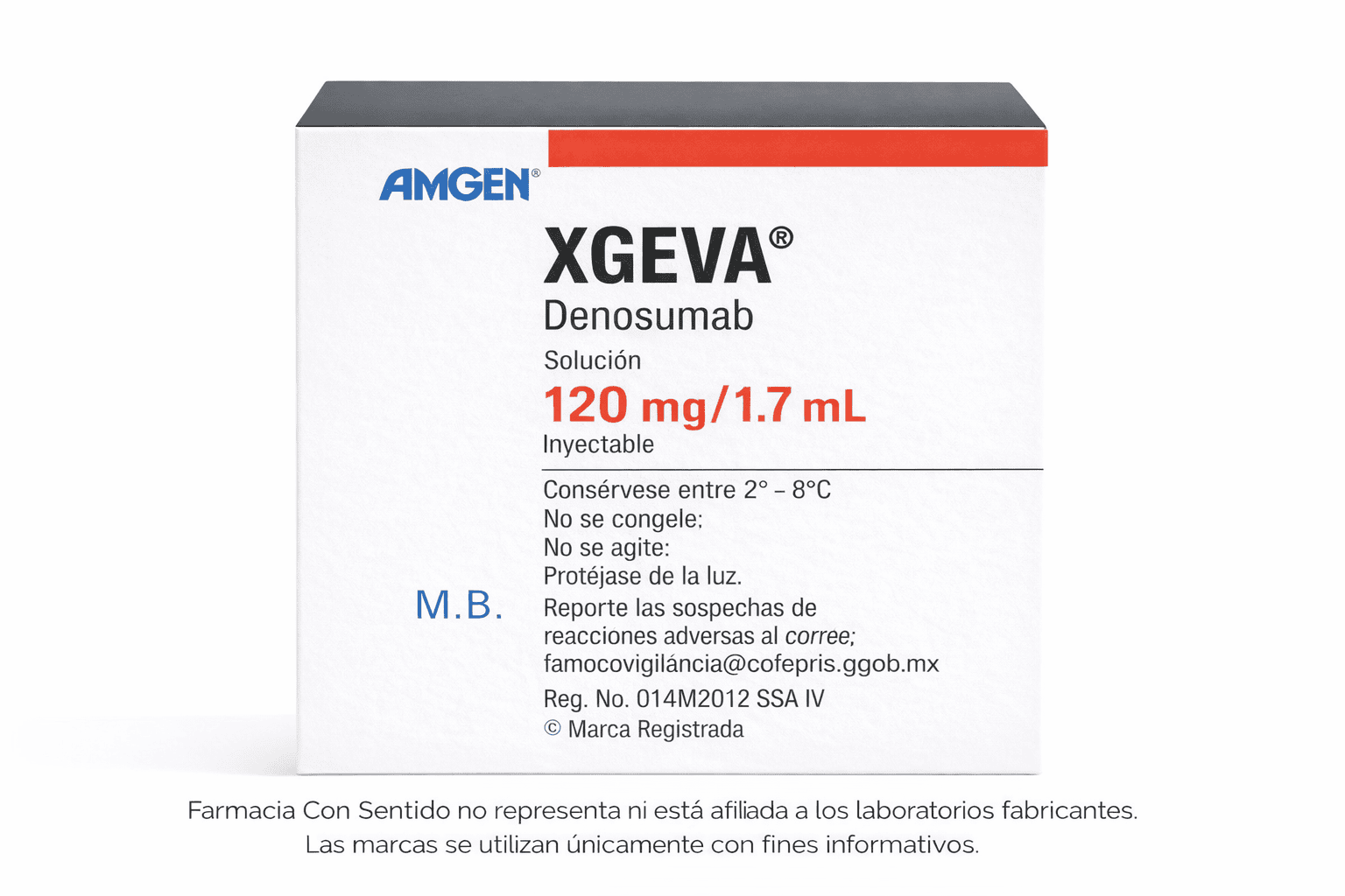 Denosumab Inyectable 120 mg/1.7 mL Caja con frasco ámpula