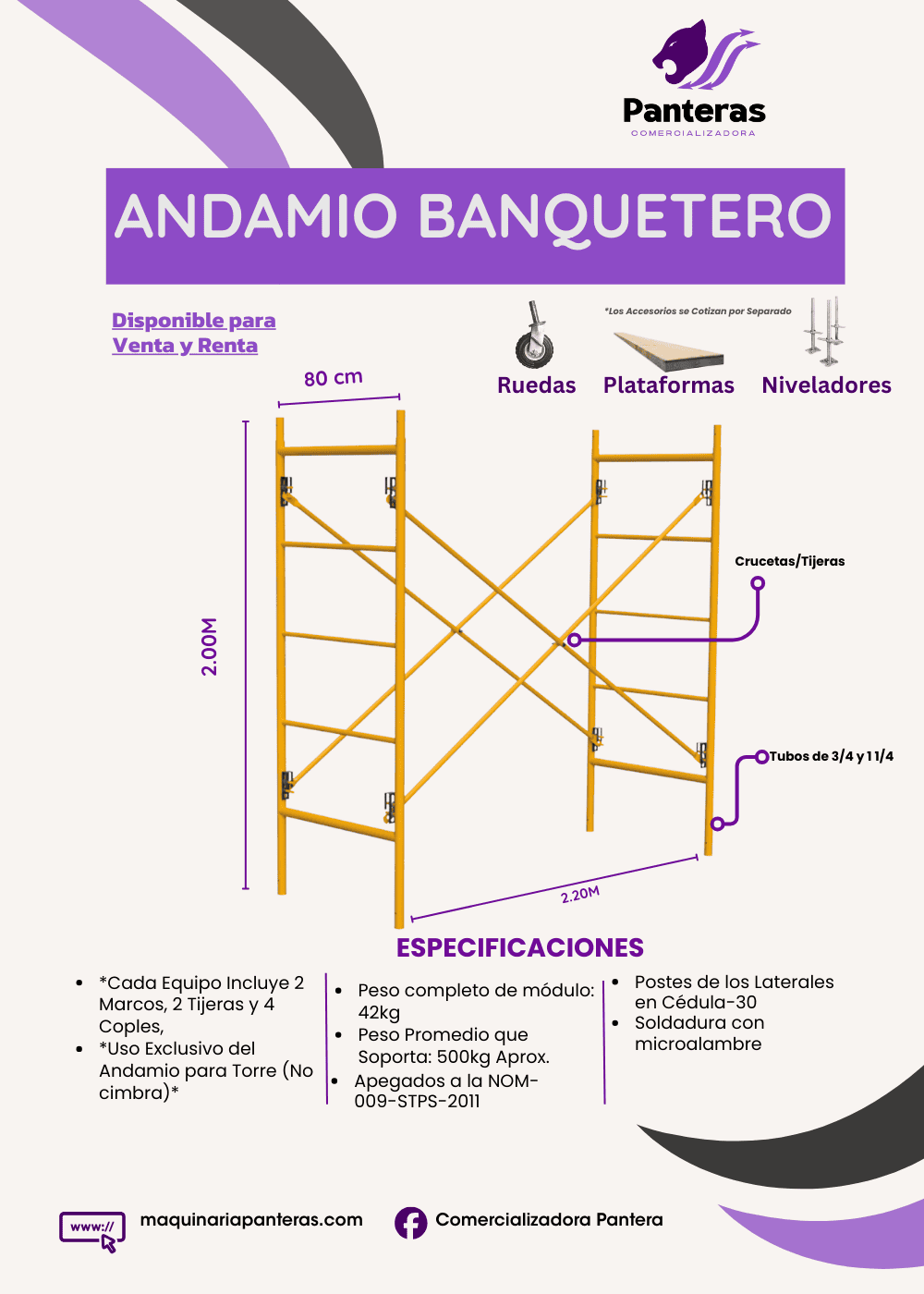 Andamios angostos banqueteros