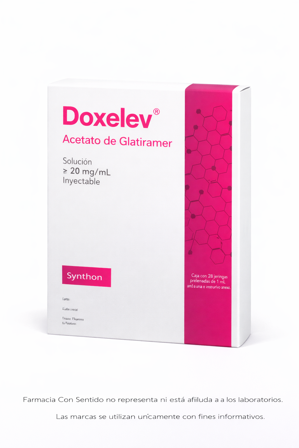 Acetato de glatiramer  20 mg/ mL Caja con 28 jeringas prellenadas