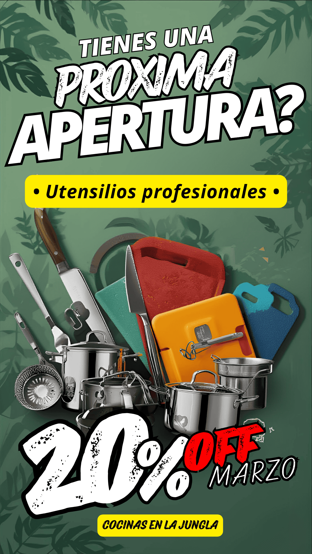 Utensilios de cocina profesional para restaurante