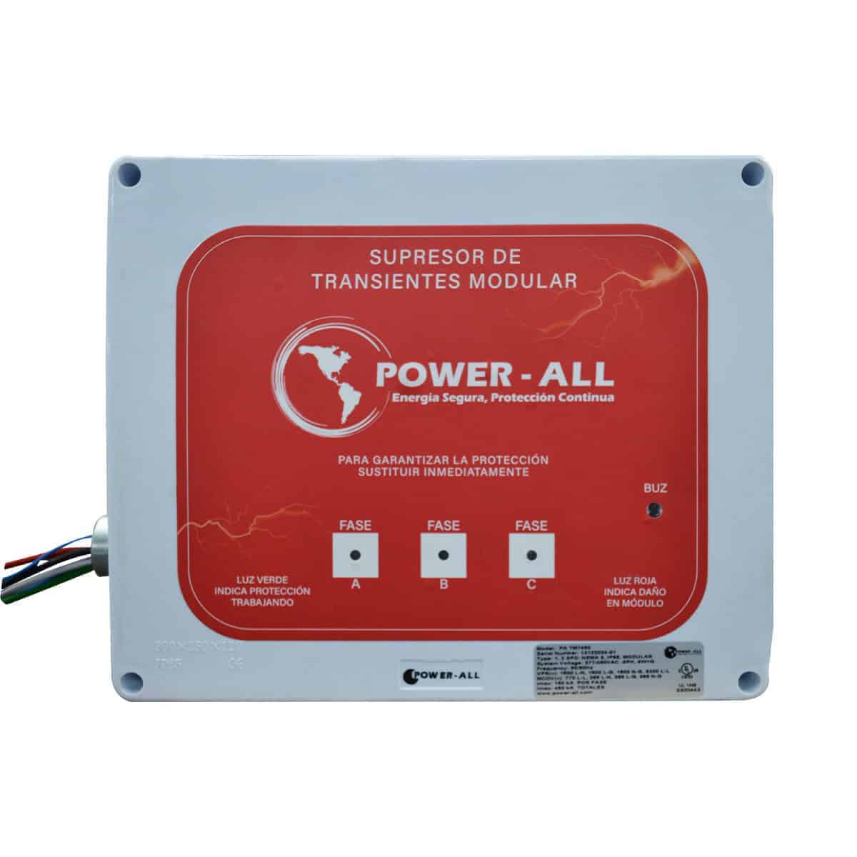 Supresor de Picos Trifásico Modular 300-1800 kA | Power-All Industry | NEMA 3 IP65 | UL 1449