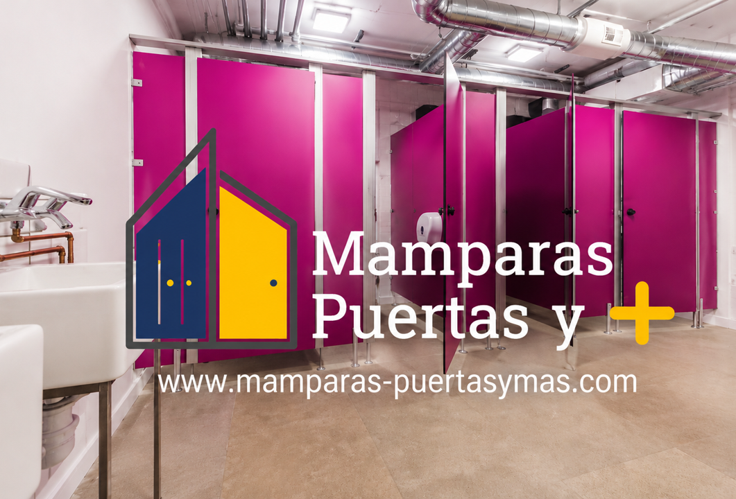 Mamparas al piso con refuerzo y soporte superior metálico
