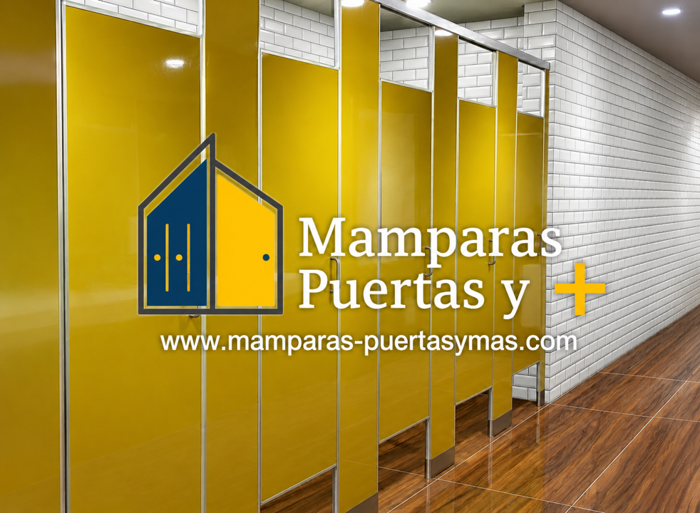 Mamparas al piso con refuerzo de lamina de acero porcelanizado negro