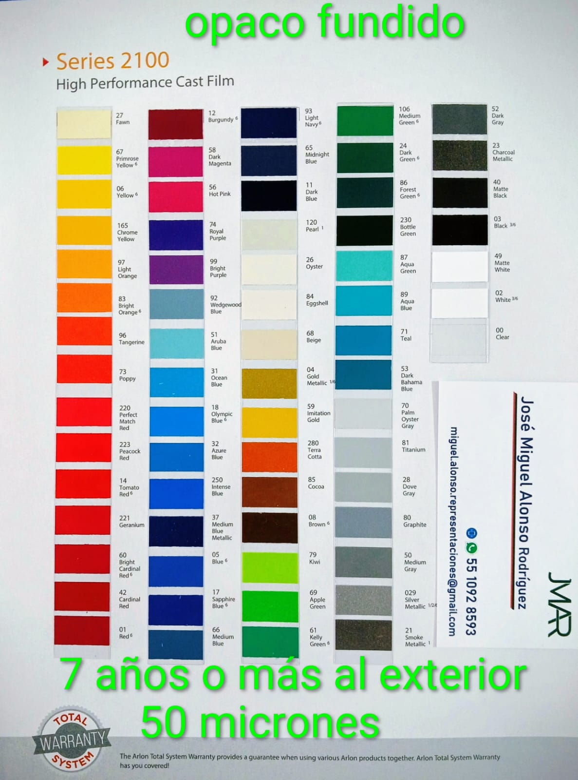 Vinilos de diversos colores Arlon