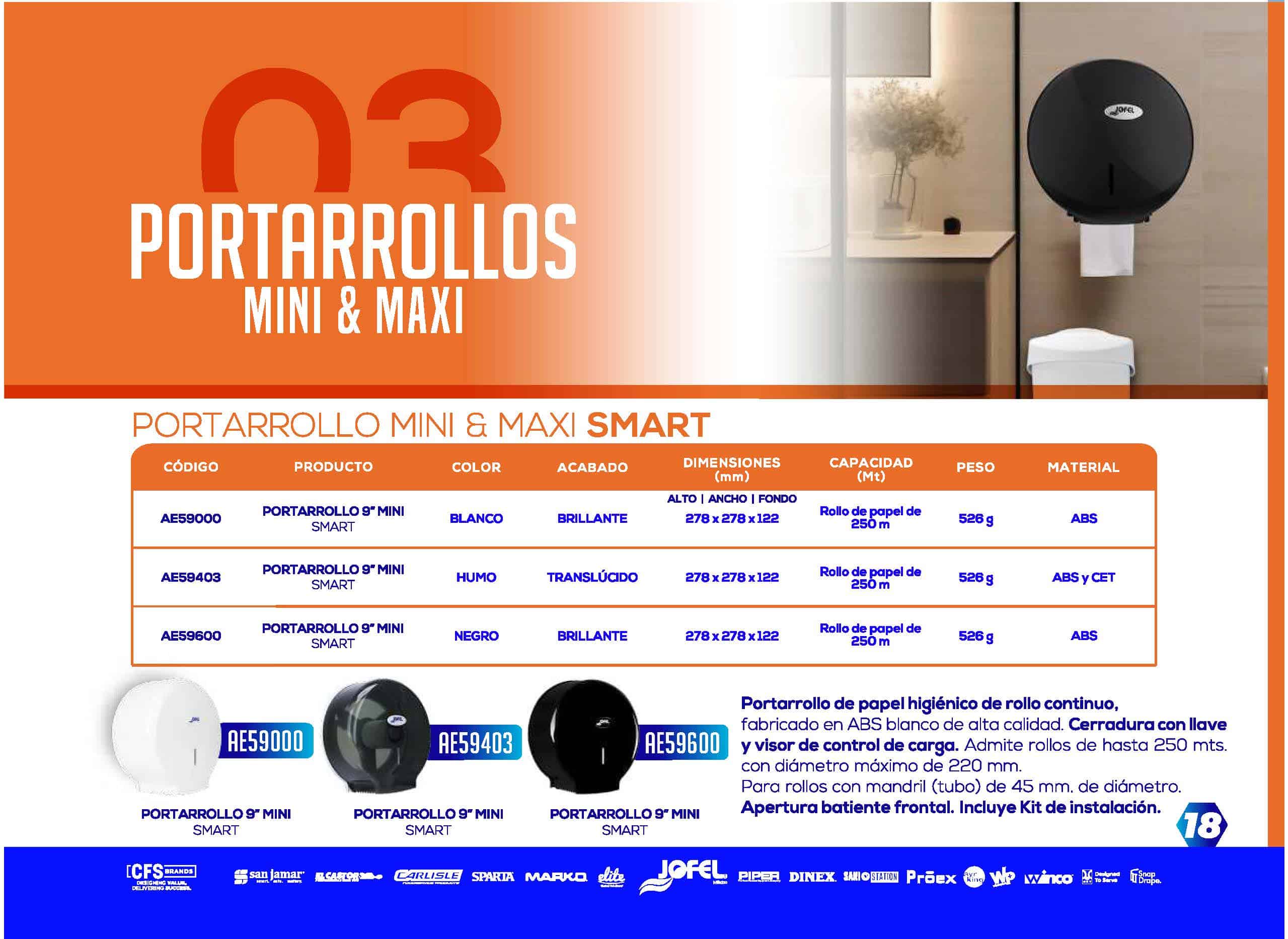 Portarollo/Despachador de Higienico Maxi Futura Acero Inoxidable JOFEL