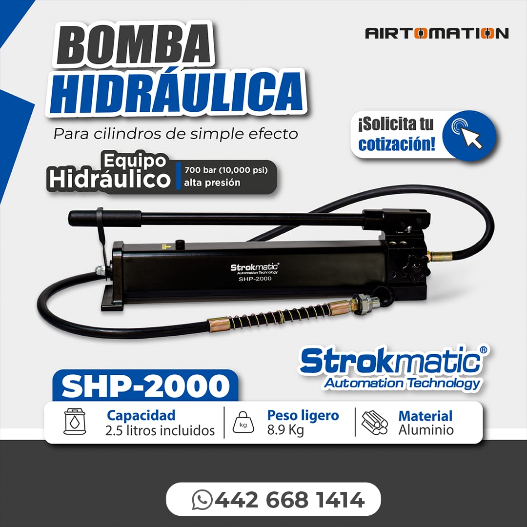 Bombas hidraulicas manuales para cilindros de simple efecto y doble efecto para la industria en general