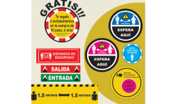 Señalizaciones para Piso Círculos 28.5 cm. Mesas 10 cm. Franjas 45 x 15 cm.