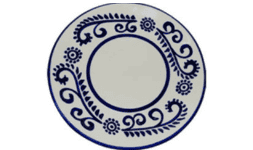 Platos con logotipo y Forma de Trinche E2 Diam 26.5 Alto 2.5 cm