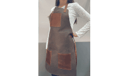 Mandil de Piel 3 Bolsas color Chocolate y Vintage Chedron
