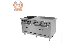 Planchas y parrilla con hornos a gas AEMR-2-G36-B4-60-H