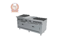 Planchas, Asador y parrilla con hornos a gas AEMR-2-G24-RB24-B4-72