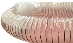 Manguera de poliuretano transparente con alambre de acero cobrizado