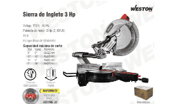 Sierra de inglete para madera M-03010 Weston 12'' 2100W 110V 1F 3Hp