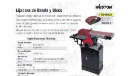 Lijadora de banda y disco para madera M-03105 Weston 6'' X 9'' 3/4HP 220V