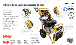 Hidrolavadora a gasolina 3000 PSI CW-125 Weston