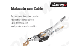 Malacates manuales 1 TON con cable 3.5M Weston PLUS M-01970