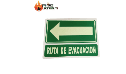 Letreros de ruta de evacuacion en estireno mate ó fotoluminicentes Fire Storm