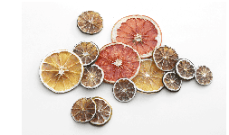 Alimentos deshidratados Naranja deshidratada Rodaja con cáscara