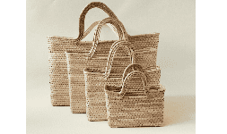 Bolsas de palma natural tejida firme curva
