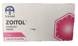 Anastrozol 1 mg con 28 tabletas para reducción de estrógeno