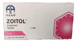 Anastrozol 1 mg con 28 tabletas para tratamiento del cáncer de mama