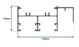 Perfil de Aluminio Jamba Mosquitero para Puerta y Ventana Corrediza de 2