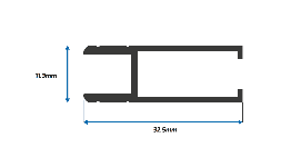 Perfil de Aluminio Riel para Vitrina