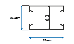 Perfil de Aluminio Intermedio para Puerta y Ventana Corrediza de 3″