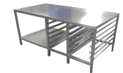 Mesa de acero inoxidable para panadero con 1 o 2 rack