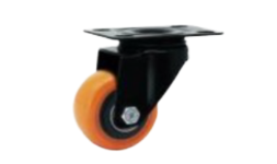 Rodajas giratorias con placa, llanta naranja, c/balero