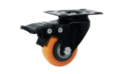Rodajas giratorias con freno, c/placa, llanta naranja, c/balero