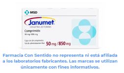 Sitagliptina, metformina 50 mg/850 mg Caja con 28 comprimidos Precio